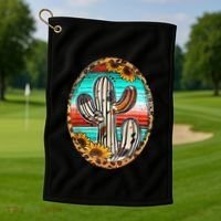 Cowhide Cactus Leopard Cow Golf Towel thumb 1