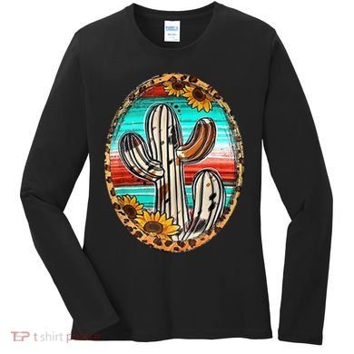 Cowhide Cactus Leopard Cow Women's Long Sleeve Shirt
