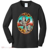 Cowhide Cactus Leopard Cow Kids Long Sleeve Shirt thumb 0