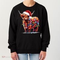 Christmas Cow Lights Cow Lover Xmas Women's Sweatshirt thumb 0