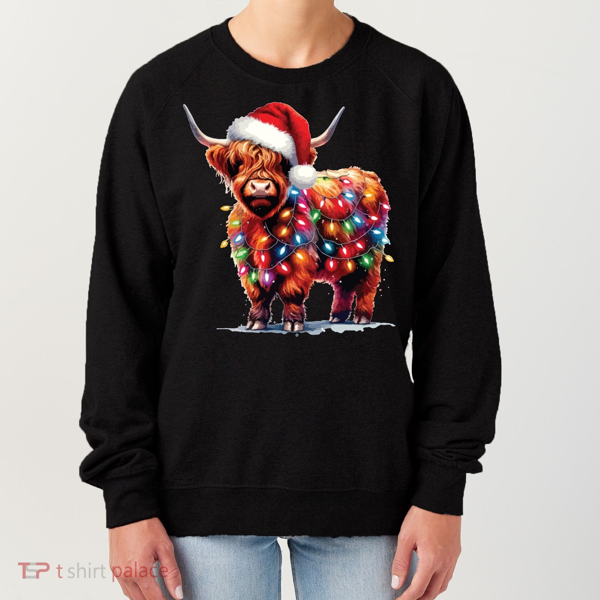 Christmas Cow Lights Cow Lover Xmas Women's Sweatshirt