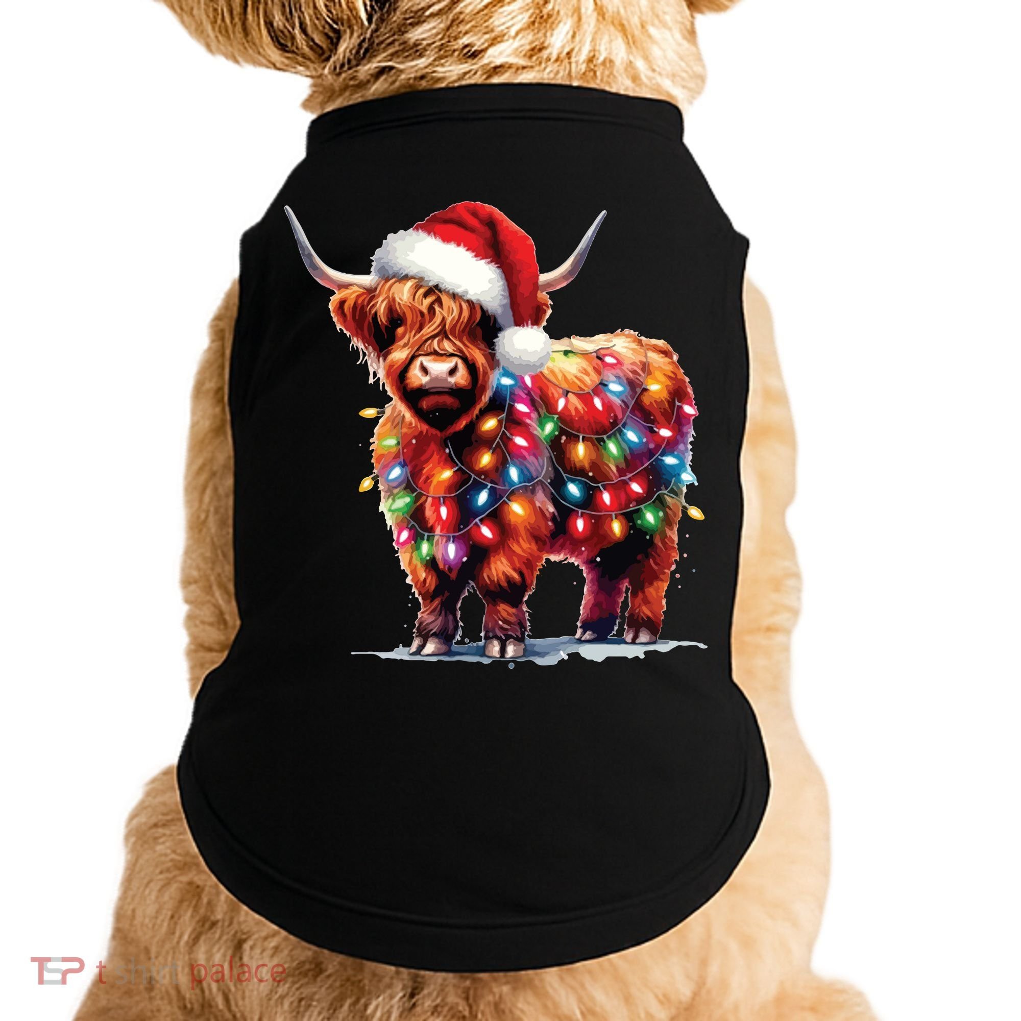 Christmas Cow Lights Cow Lover Xmas Doggie Tank