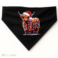 Christmas Cow Lights Cow Lover Xmas USA-Made Doggie Bandana thumb 0