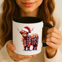 Christmas Cow Lights Cow Lover Xmas Coffee Mug thumb 3