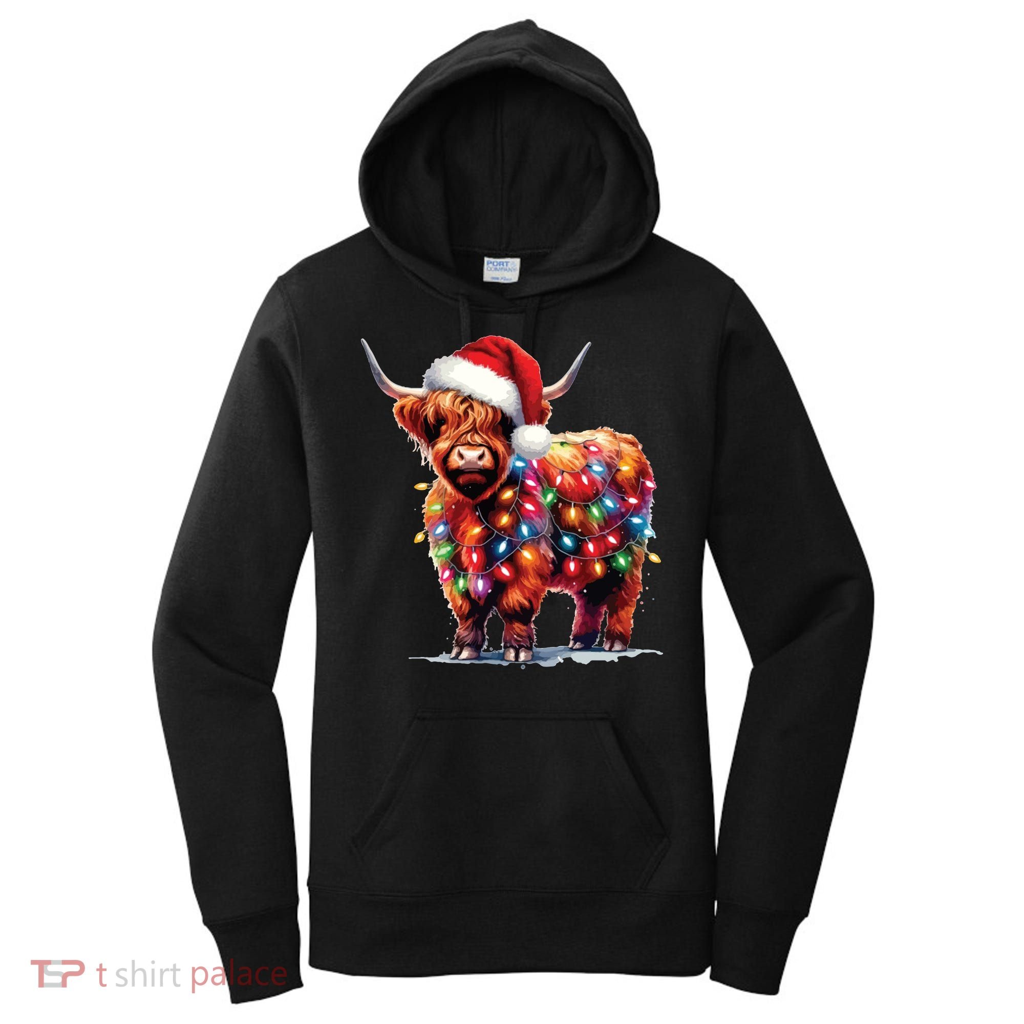 Christmas Cow Lights Cow Lover Xmas Women's Hoodie