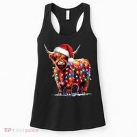Christmas Cow Lights Cow Lover Xmas Women's Tank Top thumb 0