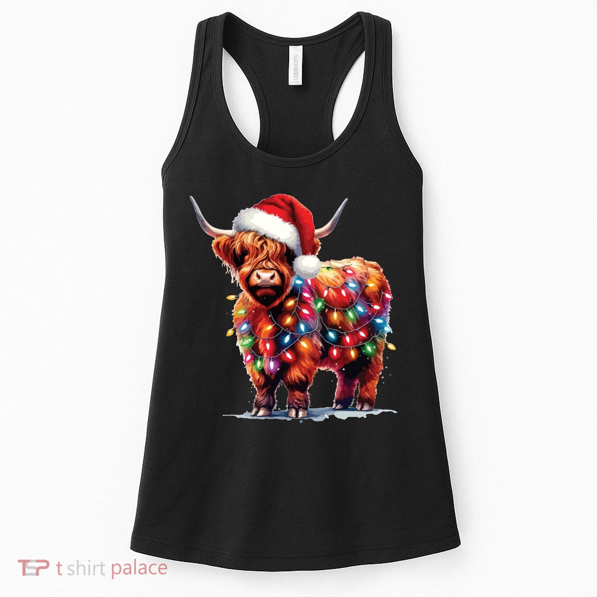 Christmas Cow Lights Cow Lover Xmas Women's Tank Top