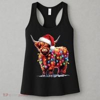 Christmas Cow Lights Cow Lover Xmas Women's Tank Top thumb 3