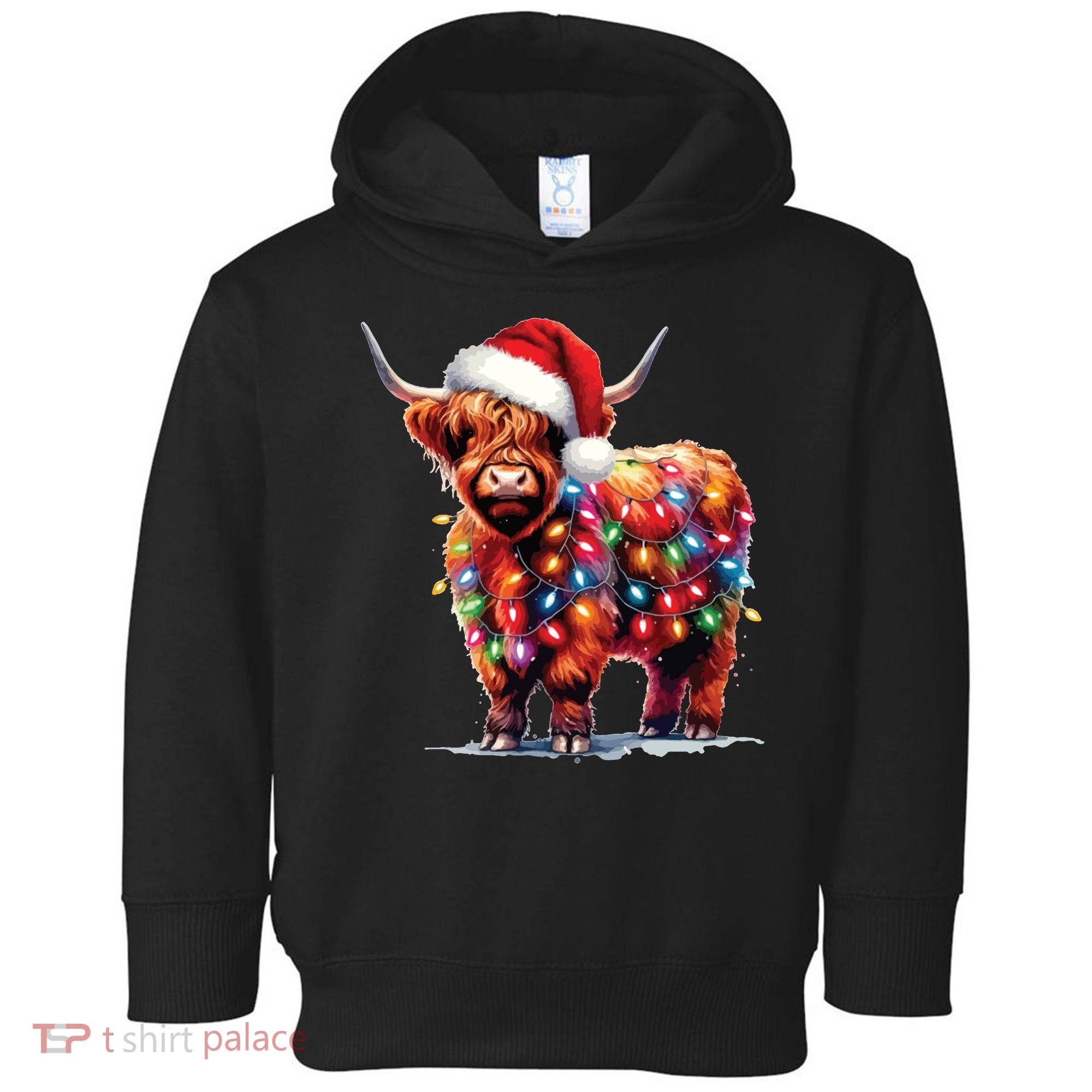 Christmas Cow Lights Cow Lover Xmas Toddler Hoodie