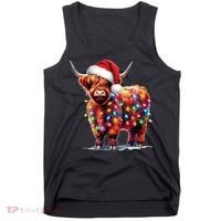 Christmas Cow Lights Cow Lover Xmas Tank Top thumb 0
