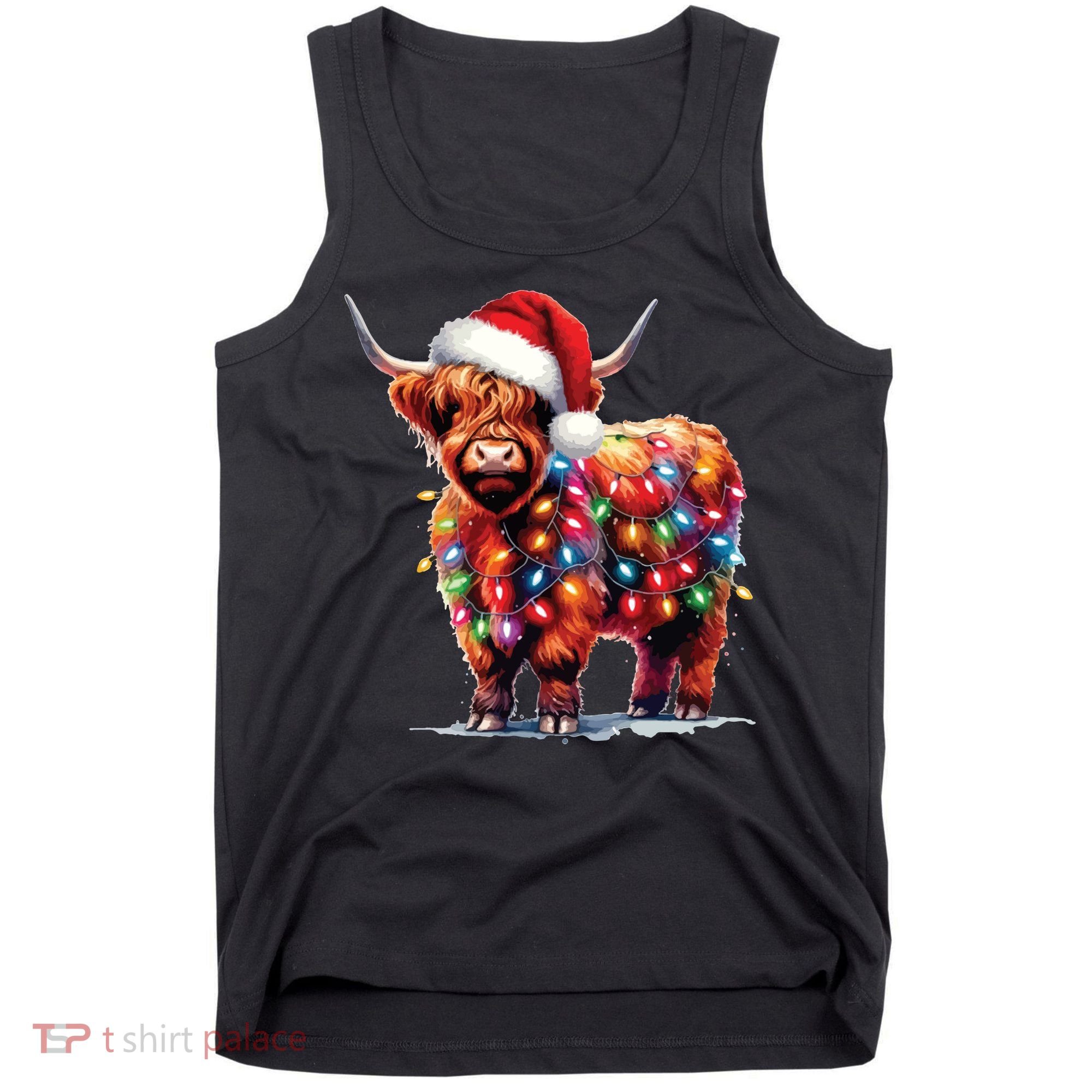 Christmas Cow Lights Cow Lover Xmas Tank Top
