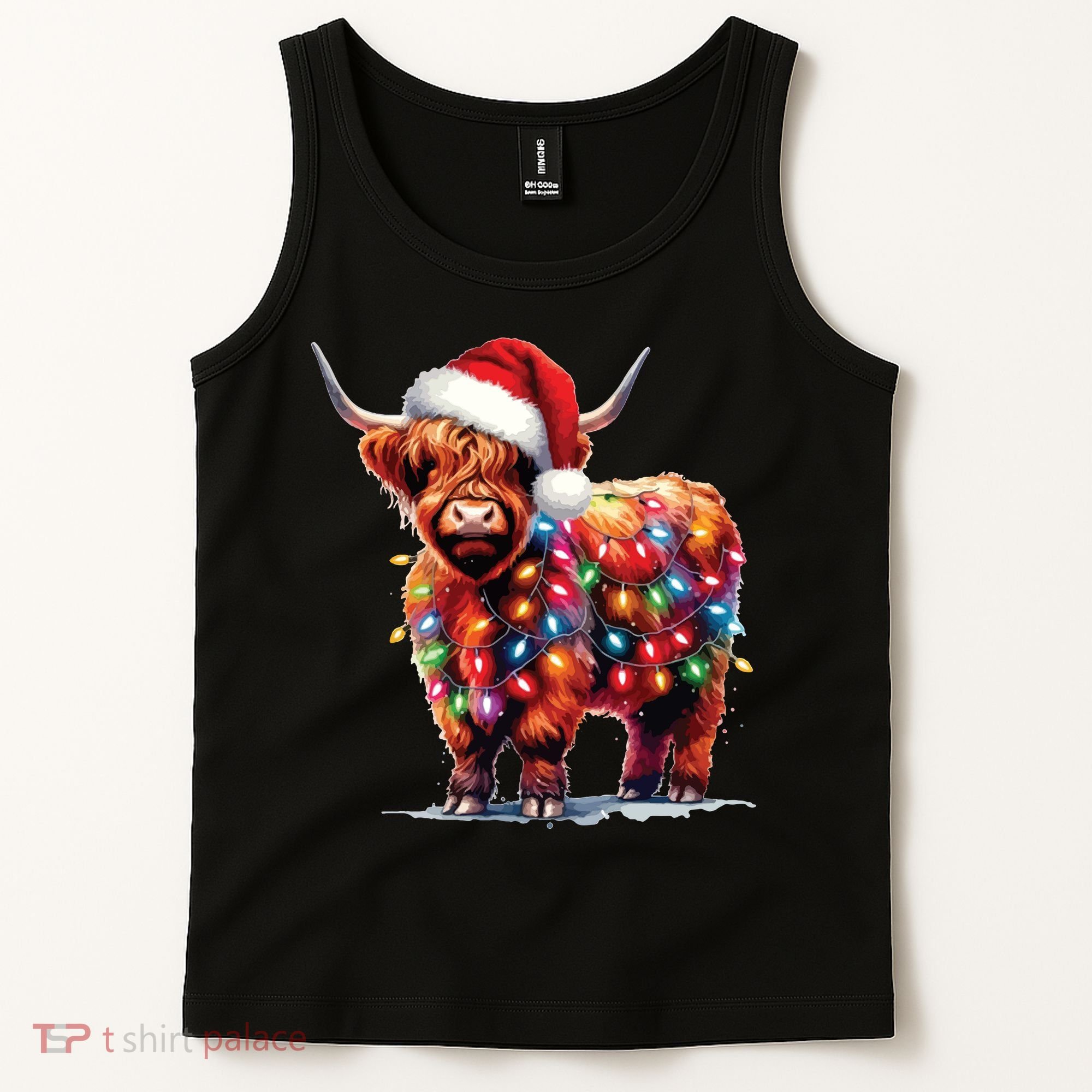 Christmas Cow Lights Cow Lover Xmas Tank Top