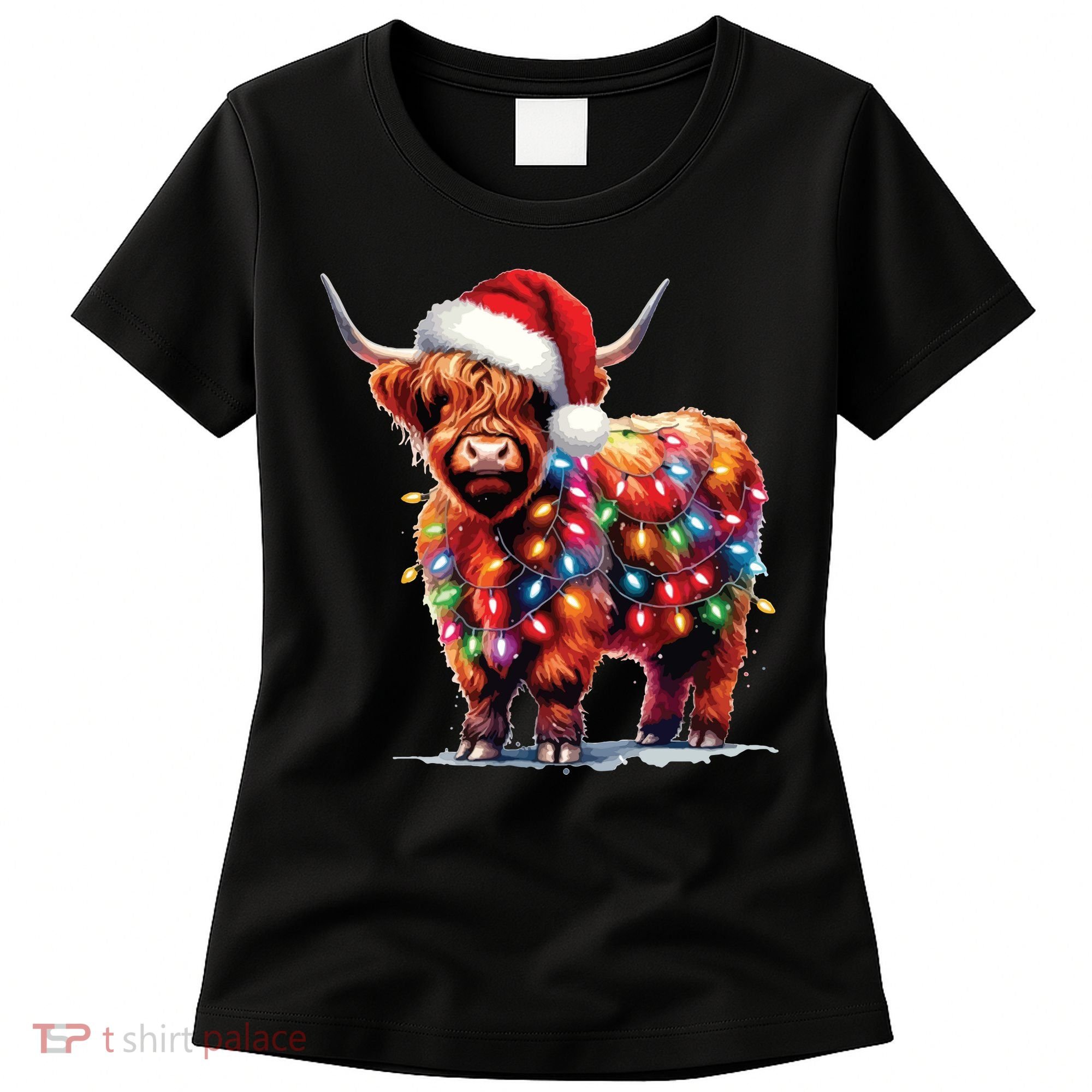 Christmas Cow Lights Cow Lover Xmas Women's T-Shirt