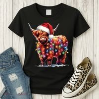 Christmas Cow Lights Cow Lover Xmas Women's T-Shirt thumb 3