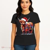 Christmas Cow Lights Cow Lover Xmas Women's T-Shirt thumb 4