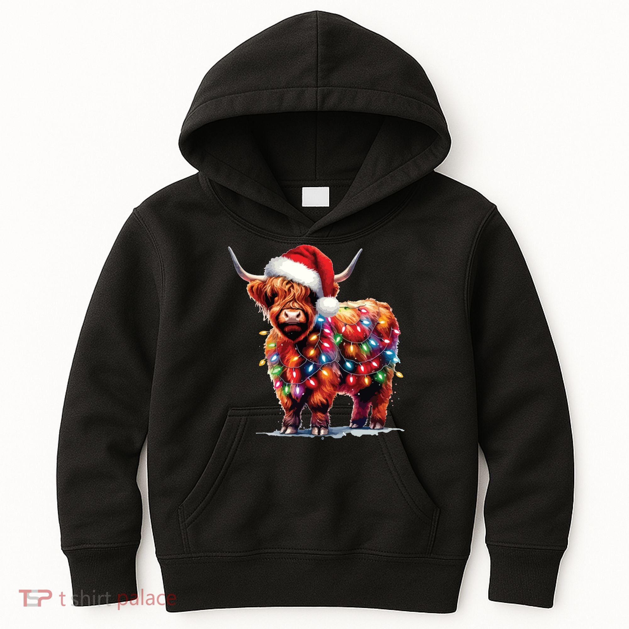 Christmas Cow Lights Cow Lover Xmas Kids Hoodie