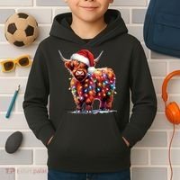 Christmas Cow Lights Cow Lover Xmas Kids Hoodie thumb 2