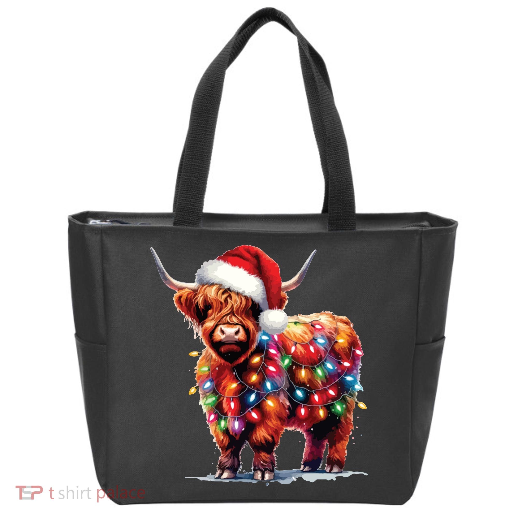 Christmas Cow Lights Cow Lover Xmas Tote Bag