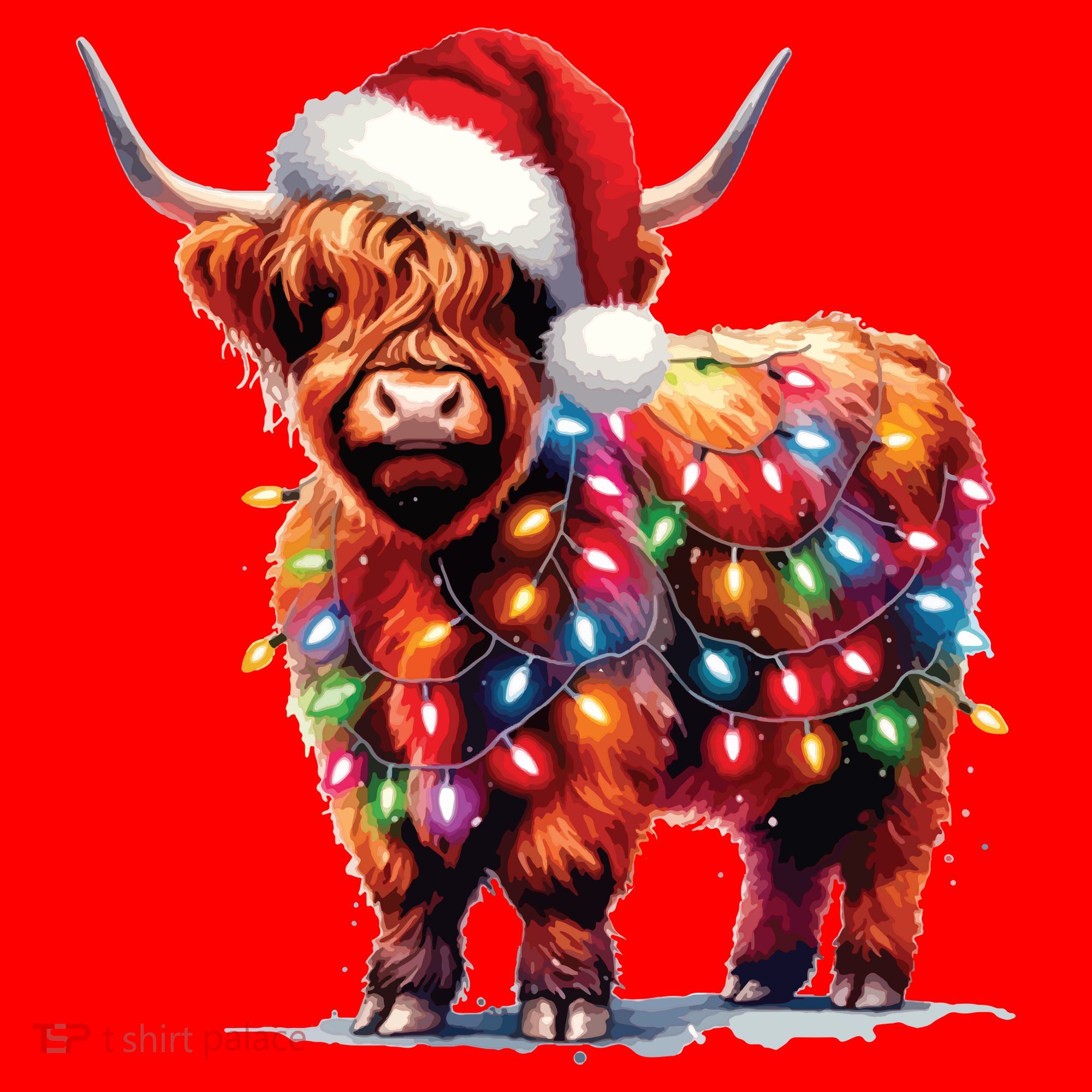 Christmas Cow Lights Cow Lover Xmas Santa Hat