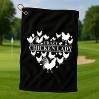 Crazy Chicken Lady Golf Towel thumb 1