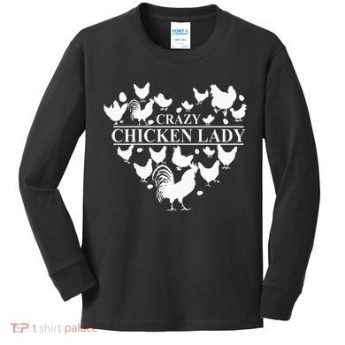 Crazy Chicken Lady Kids Long Sleeve Shirt