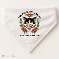 Childless Cat Ladies Against Fascism USA-Made Doggie Bandana thumb 0