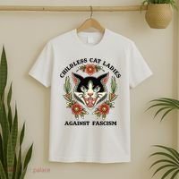 Childless Cat Ladies Against Fascism T-Shirt thumb 2