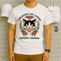 Childless Cat Ladies Against Fascism T-Shirt thumb 6