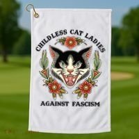 Childless Cat Ladies Against Fascism Golf Towel thumb 1