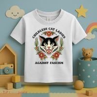 Childless Cat Ladies Against Fascism Toddler T-Shirt thumb 3
