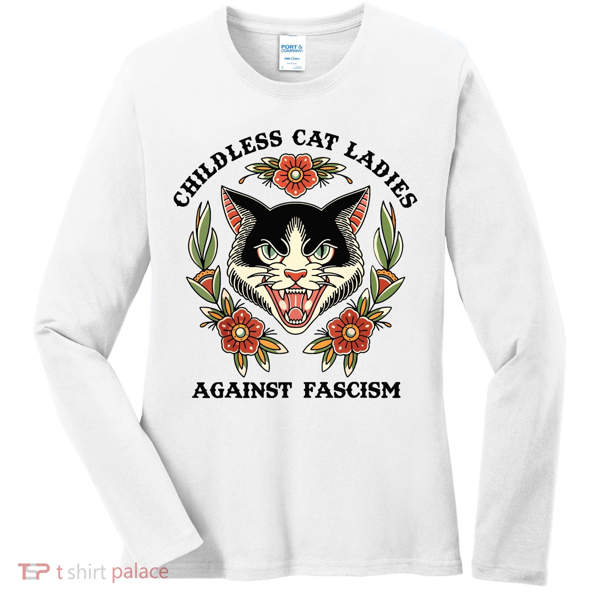 Childless Cat Ladies Against Fascism Women's Long Sleeve Shirt