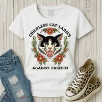 Childless Cat Ladies Against Fascism Women's T-Shirt thumb 3