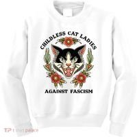 Childless Cat Ladies Against Fascism Kids Sweatshirt thumb 0