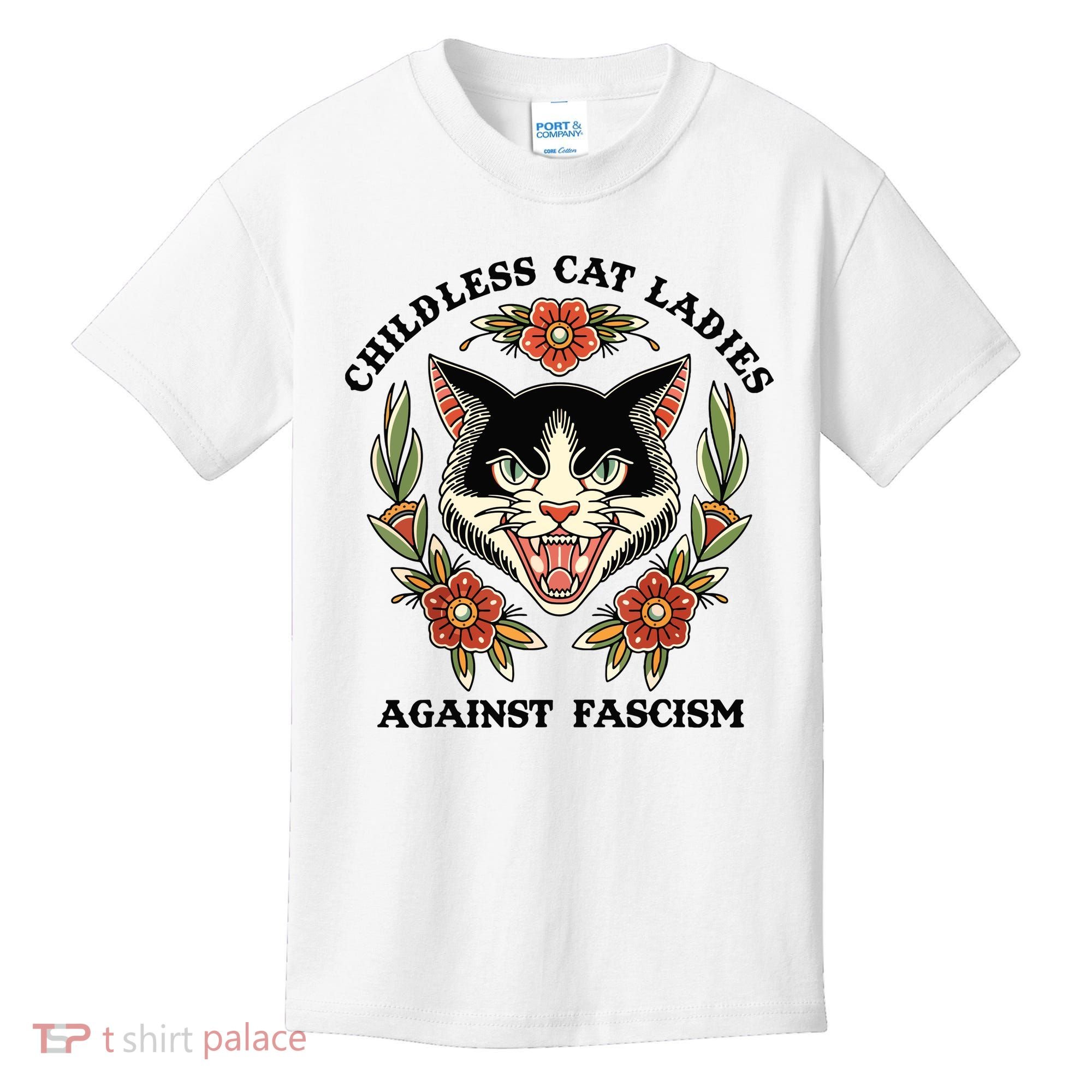 Childless Cat Ladies Against Fascism Kids T-Shirt