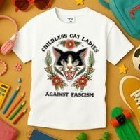 Childless Cat Ladies Against Fascism Kids T-Shirt thumb 3
