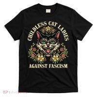 Childless Cat Ladies Against Fascism T-Shirt thumb 0