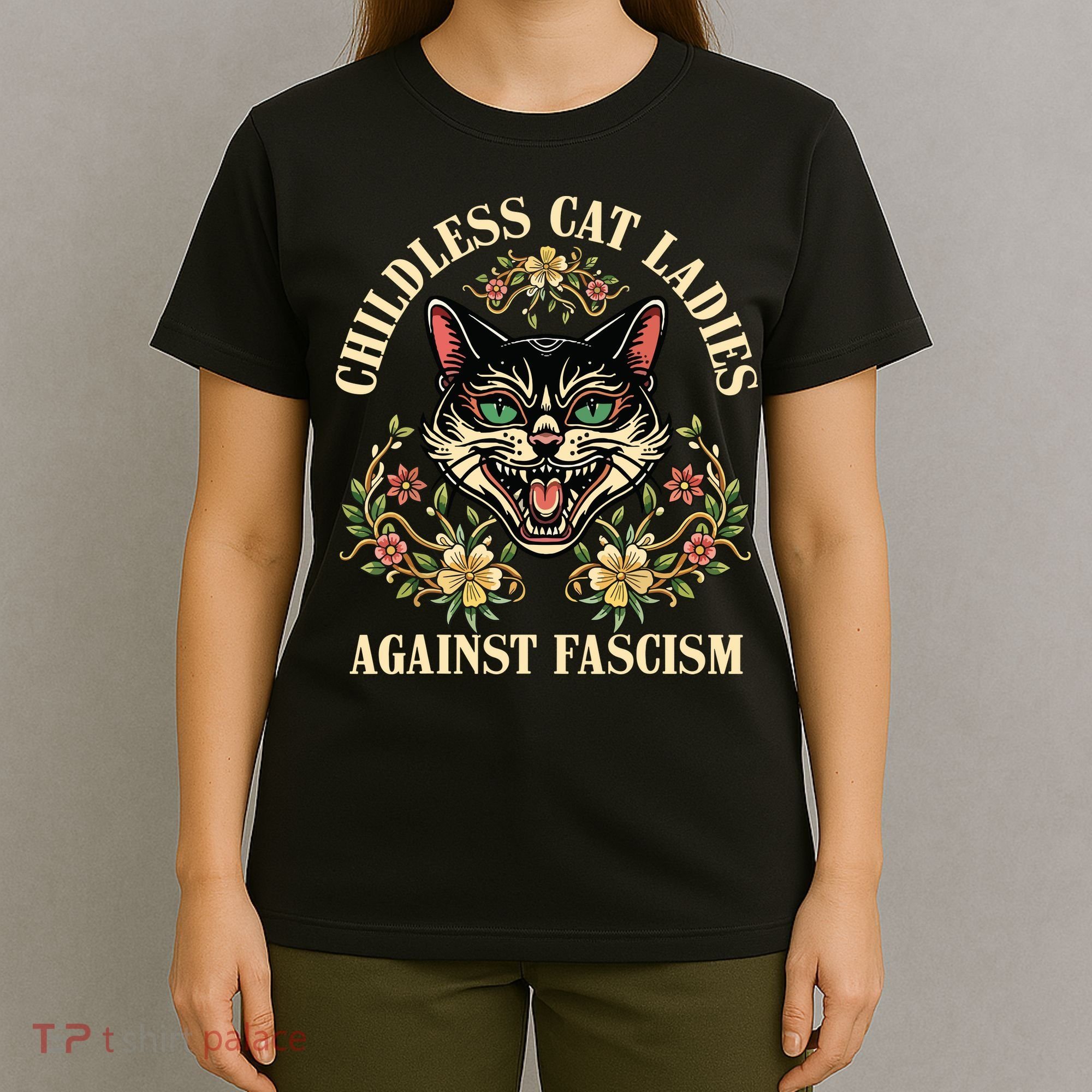 Childless Cat Ladies Against Fascism T-Shirt