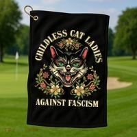 Childless Cat Ladies Against Fascism Golf Towel thumb 1