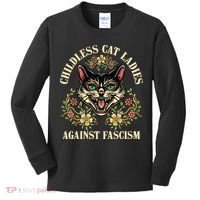 Childless Cat Ladies Against Fascism Kids Long Sleeve Shirt thumb 0