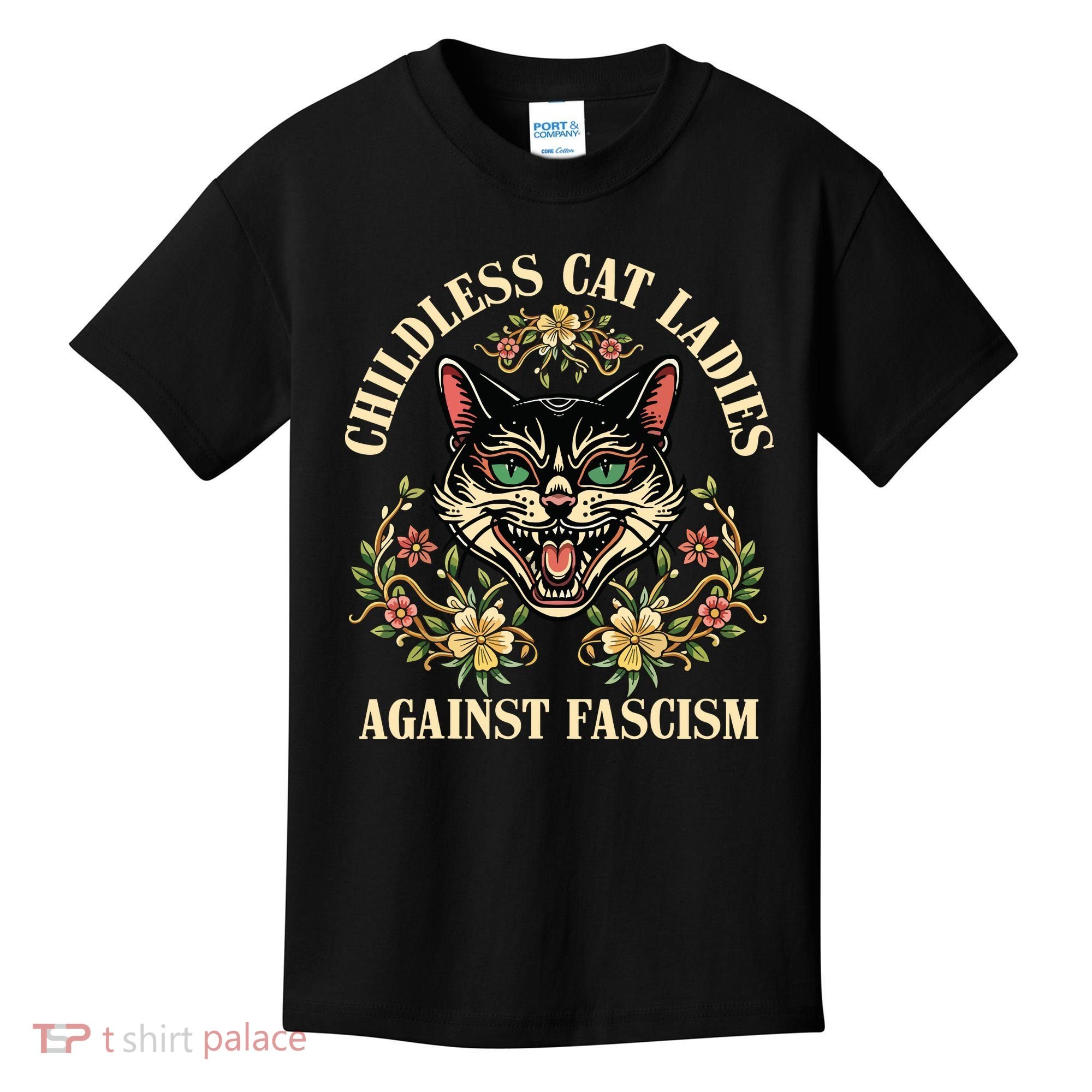Childless Cat Ladies Against Fascism Kids T-Shirt