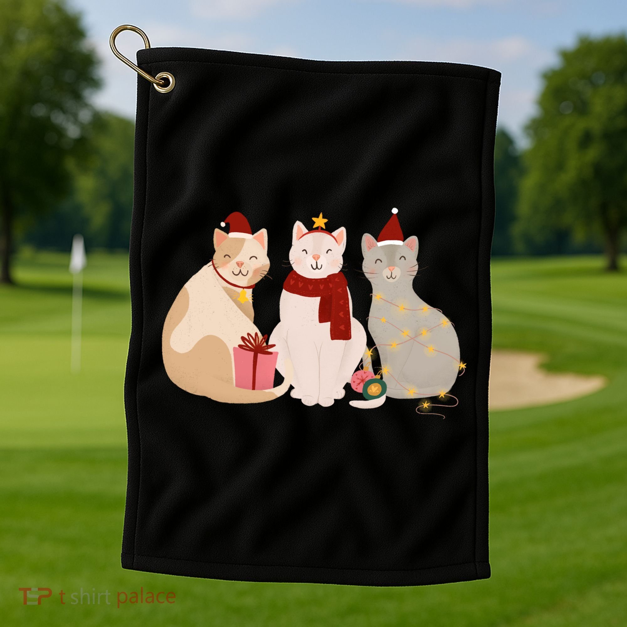 Catmas Cat Lover Cute Christmas Golf Towel