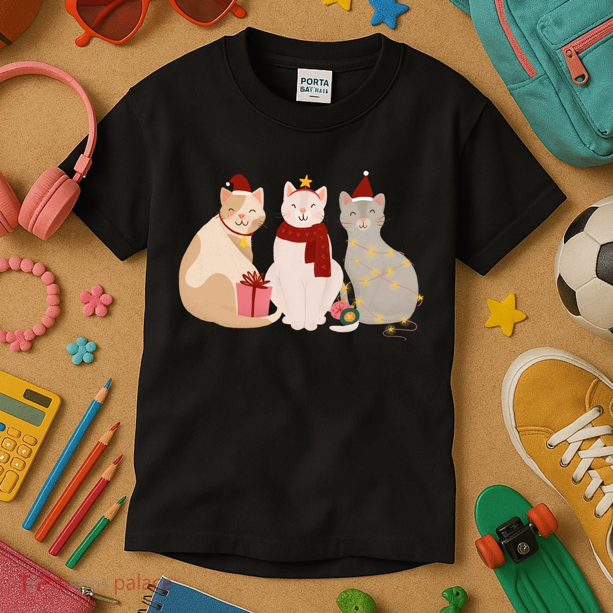 Catmas Cat Lover Cute Christmas Kids T-Shirt