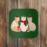 Catmas Cat Lover Cute Christmas Coaster thumb 0