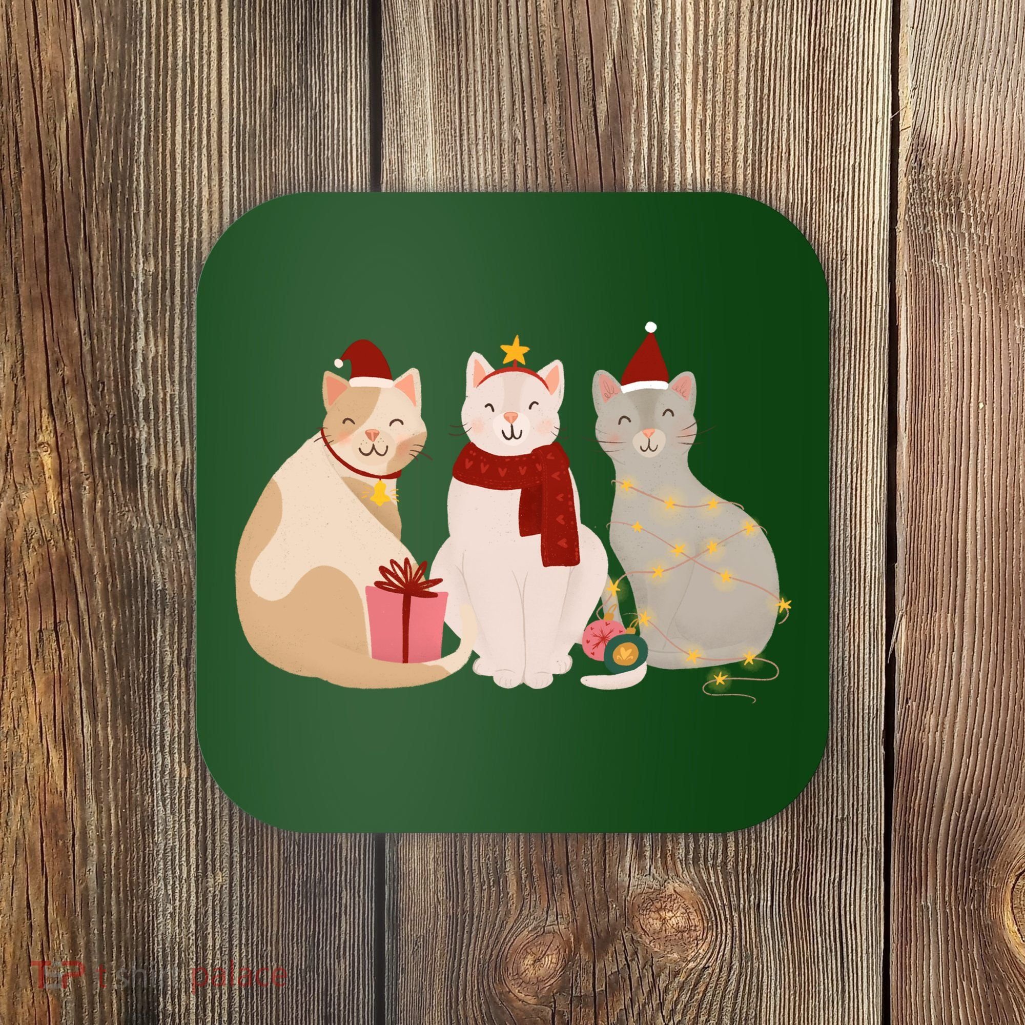 Catmas Cat Lover Cute Christmas Coaster