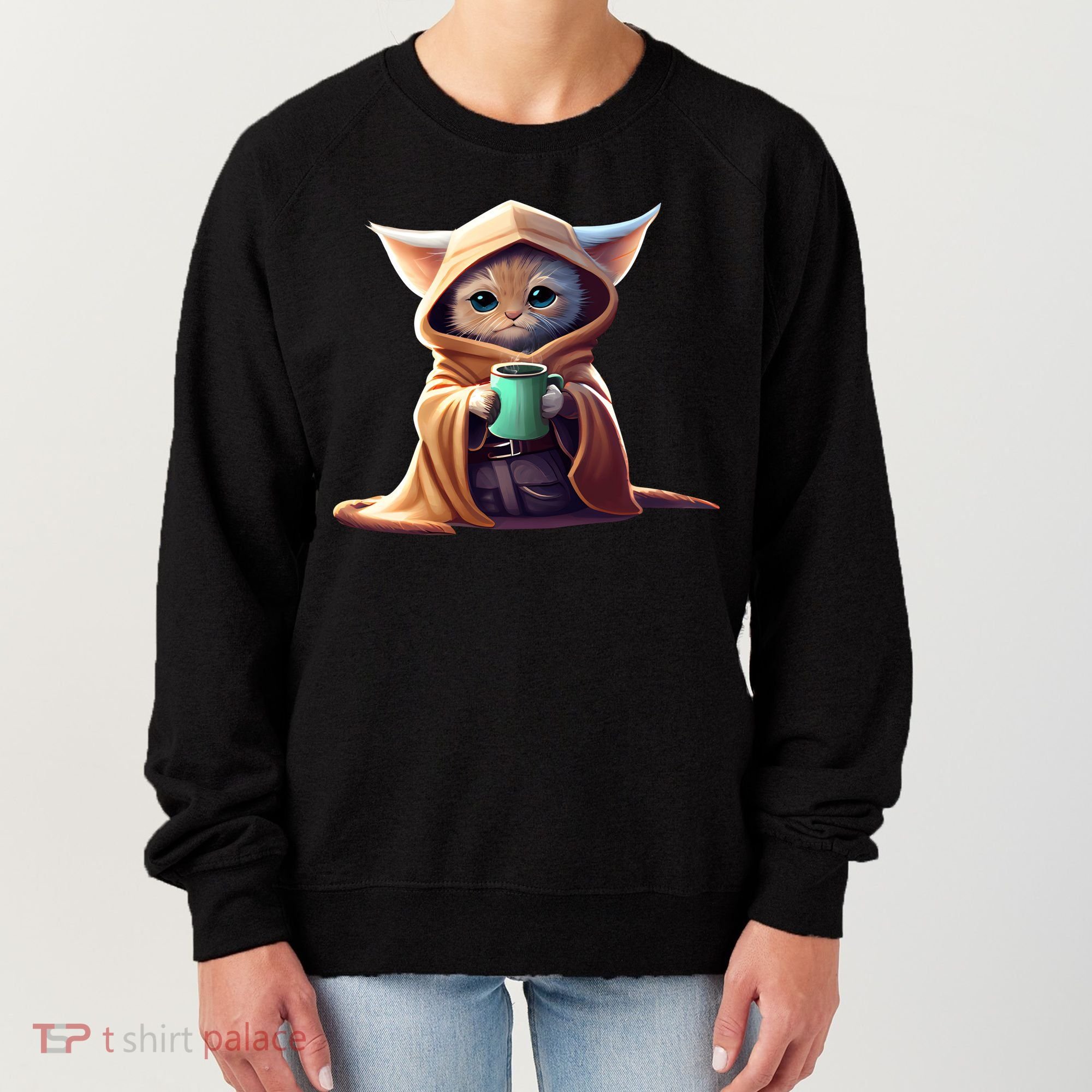 Cat Coffee Lover Kitten Baby Cute Adorable Fan Art Gift Women's Sweatshirt