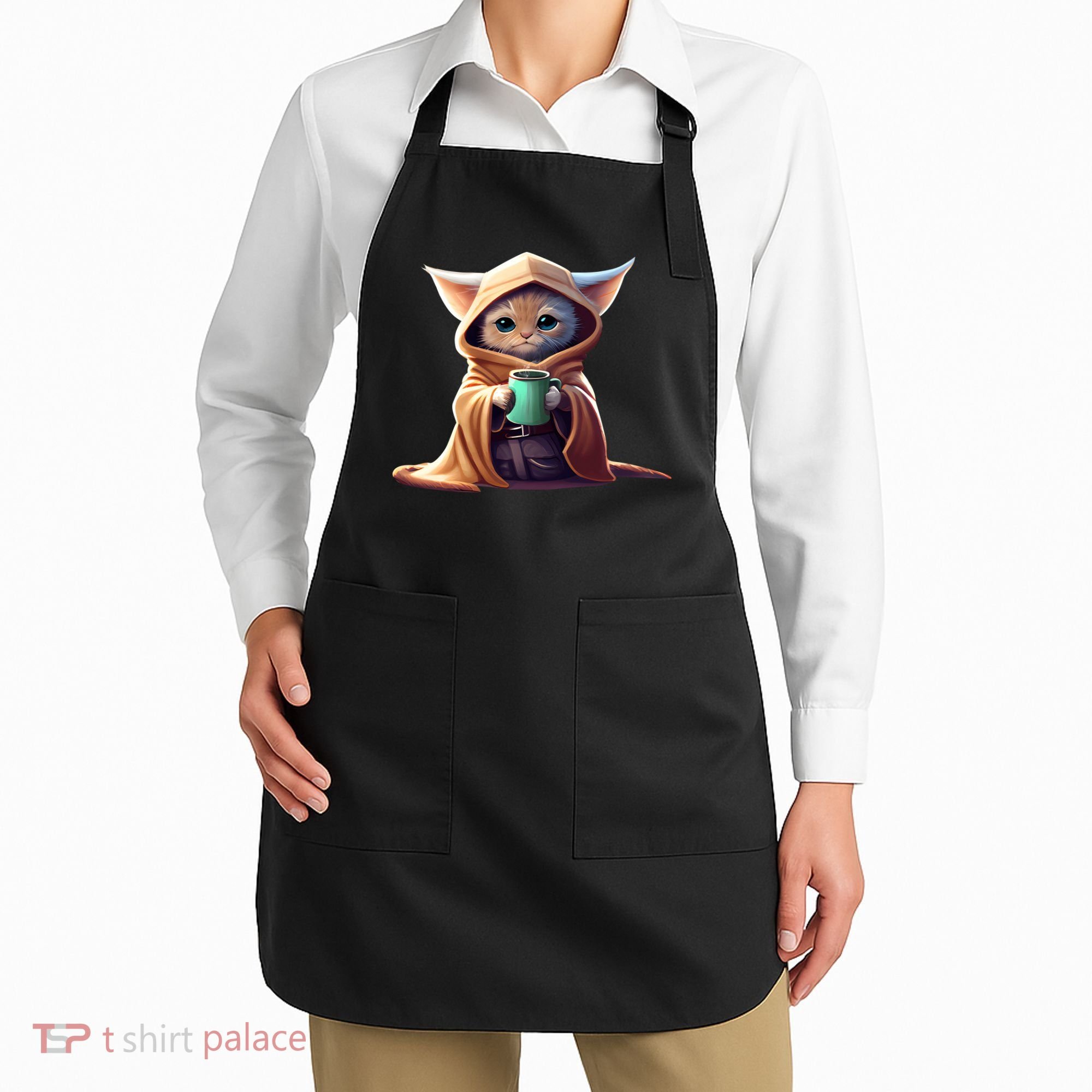 Cat Coffee Lover Kitten Baby Cute Adorable Fan Art Gift Apron
