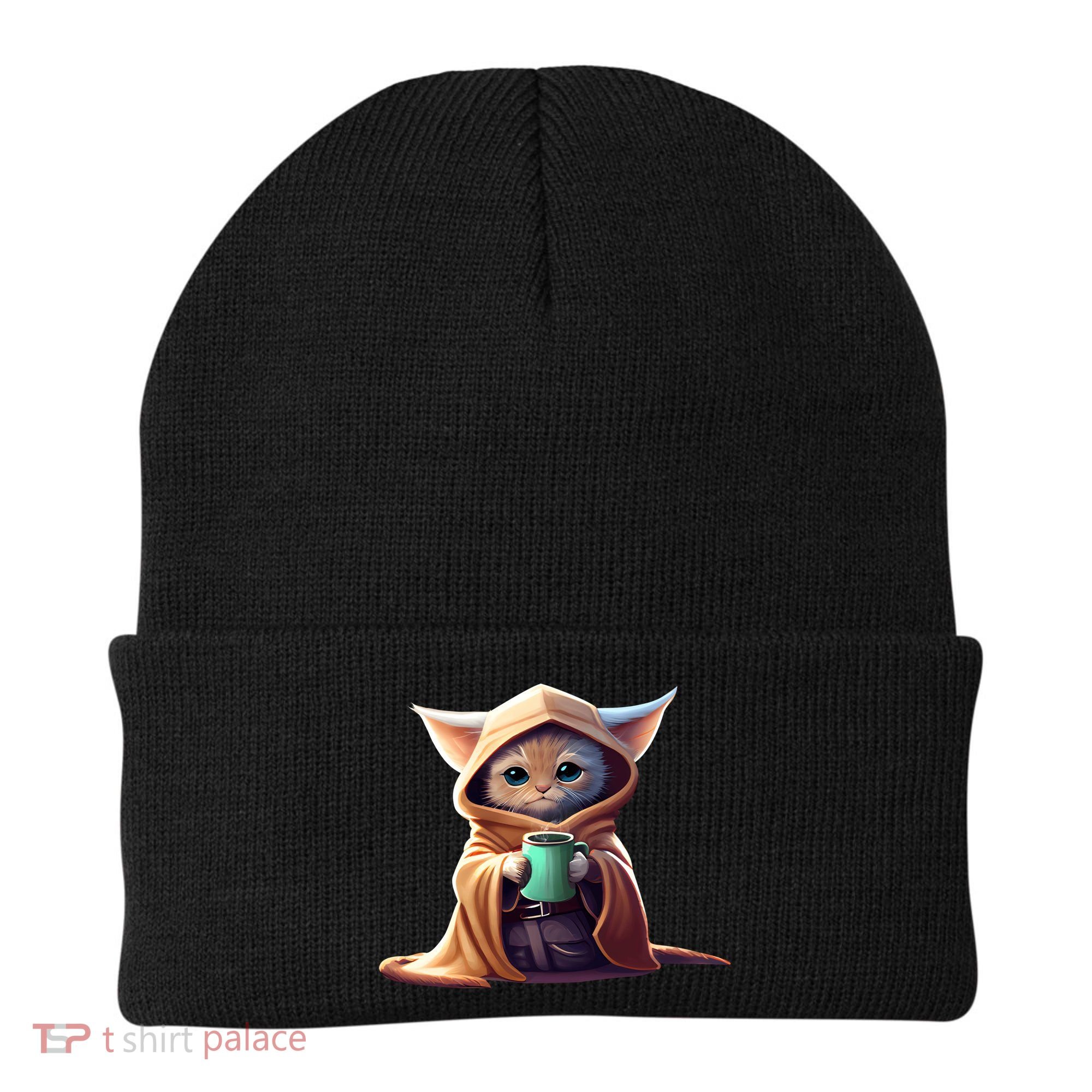 Cat Coffee Lover Kitten Baby Cute Adorable Fan Art Gift Beanie