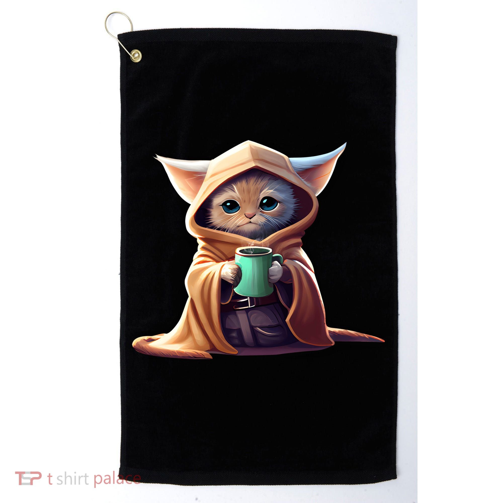 Cat Coffee Lover Kitten Baby Cute Adorable Fan Art Gift Golf Towel