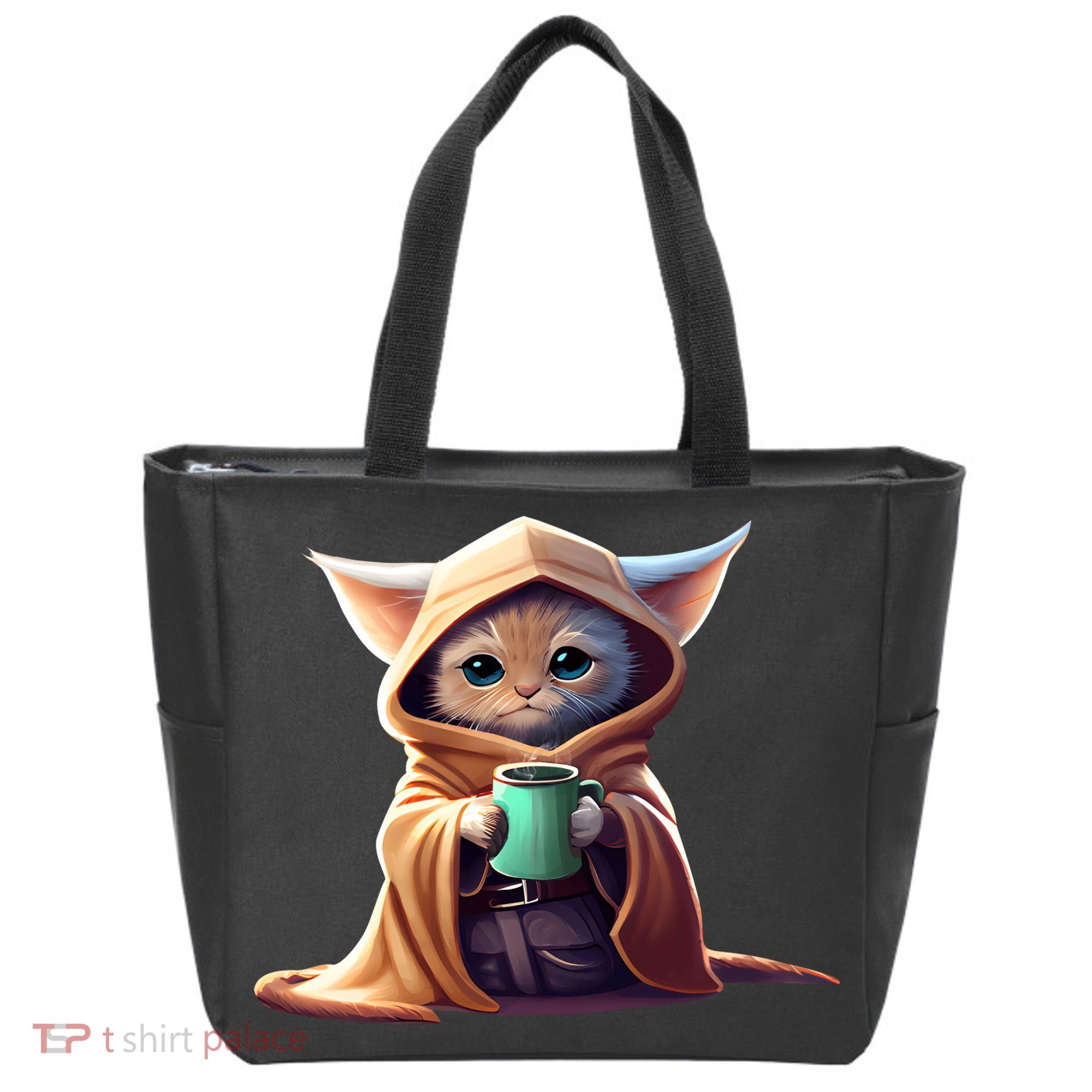 Cat Coffee Lover Kitten Baby Cute Adorable Fan Art Gift Tote Bag