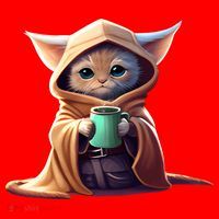 Cat Coffee Lover Kitten Baby Cute Adorable Fan Art Gift Santa Hat thumb 1